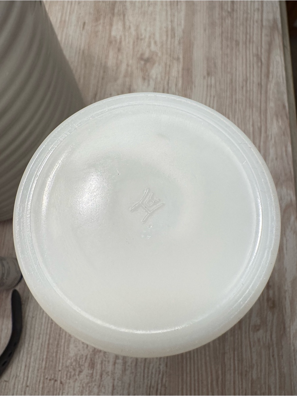 White Milk Glass Scalloped Vase | Ribbed Pedestal Bud Vase - Picture 10 of 10